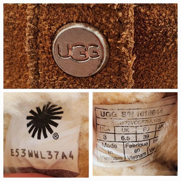 UGG Womens 8 Kasen Brown Suede Ankle Boots Booties Sheepskin Lined Block Heel - Picture 9 of 11